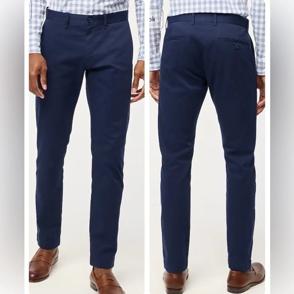 J Crew Straight Leg Flat Front Cuffed Chino Pants Navy Blue 36 NWT